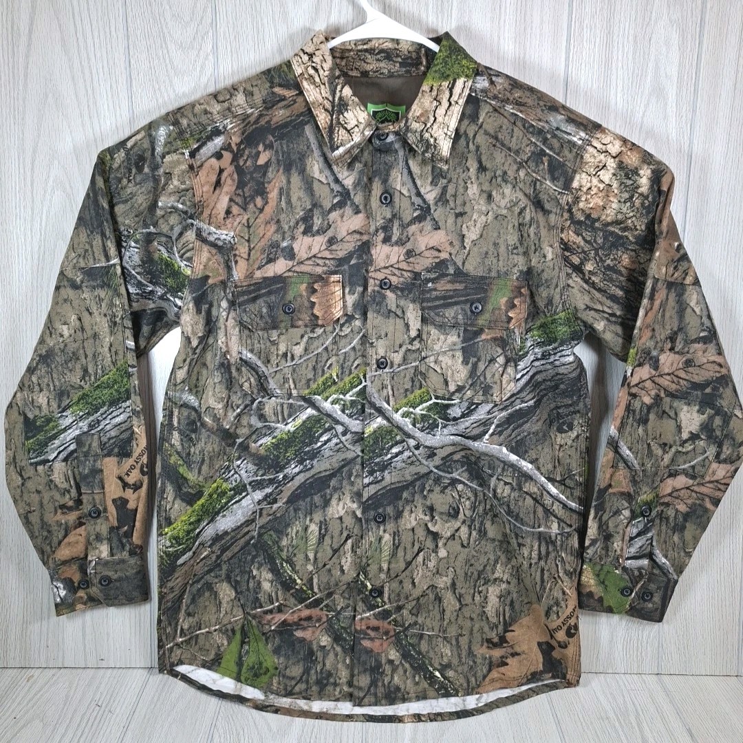 Mossy Oak Real Camo Pursuit Gear Shirt Mens Medium Long Sleeve Pocket Hunting