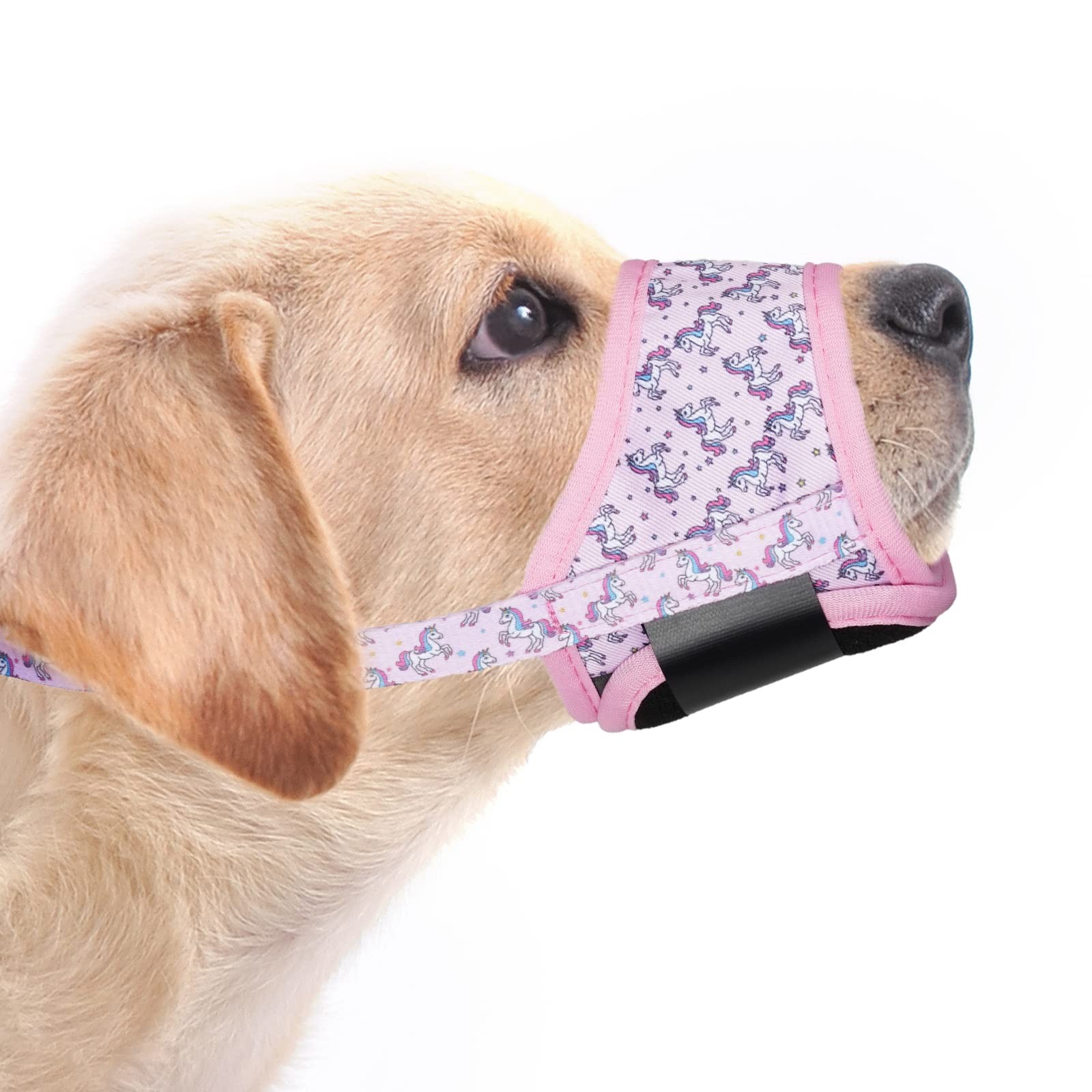 LUCKYPAW Dog Muzzle Anti Biting Barking and S-Snout(4¾-6"), Pink Unicone