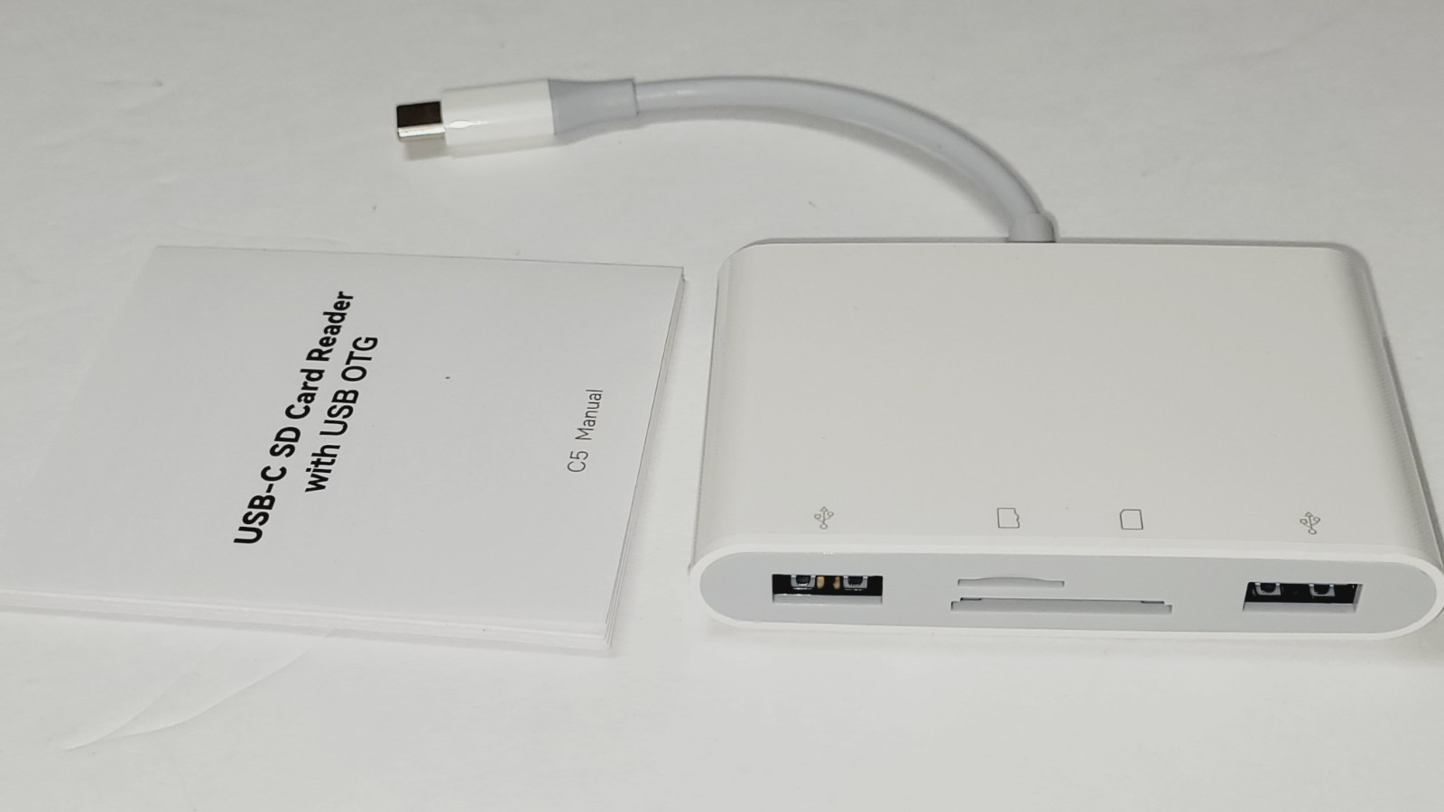 USB C SD Card Reader, Type C 4-Slots Memory Card Adapter with Dual USB Ports