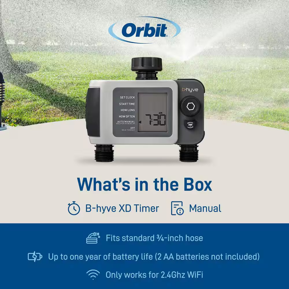 B-Hyve XD Bluetooth 2-Outlet Hose Watering Timer Sprinkler Timer