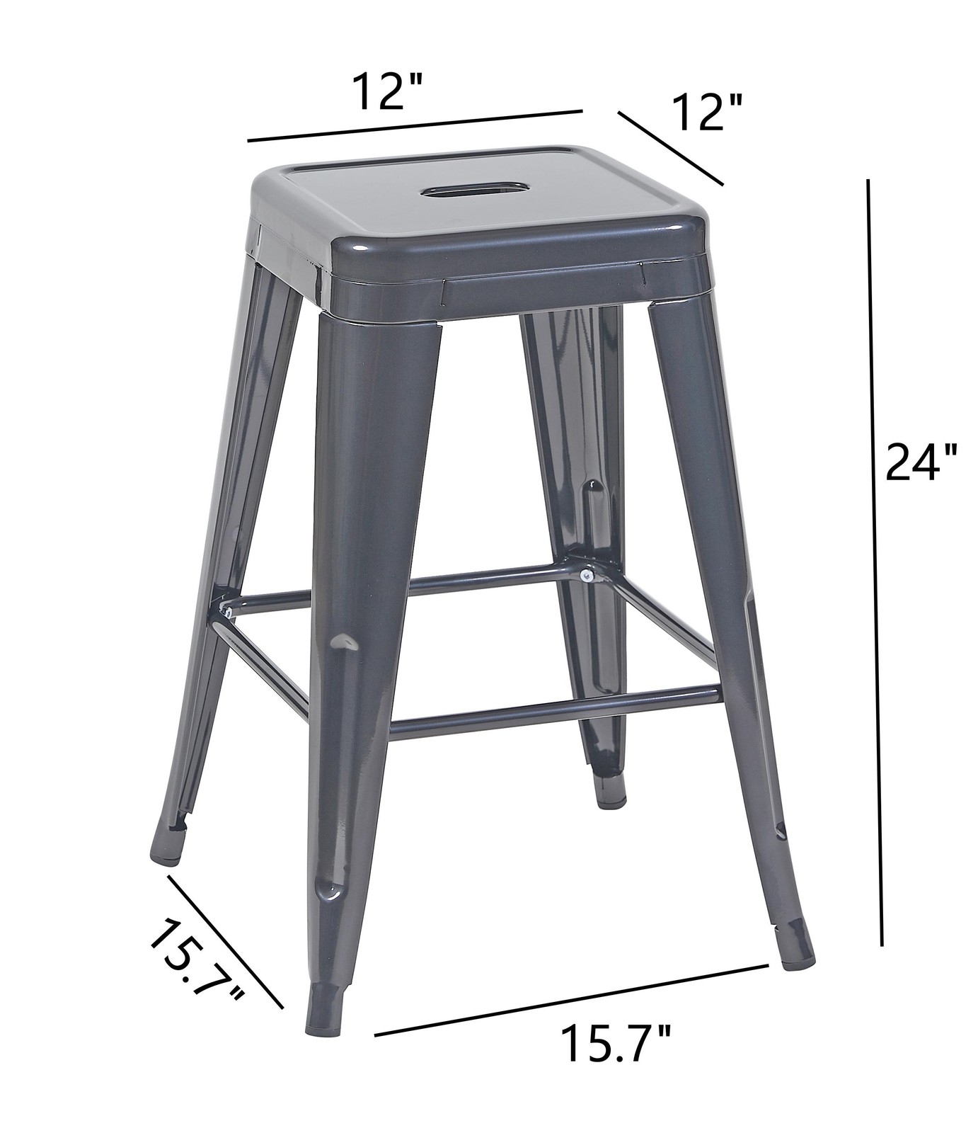 24 Inch Counter Height Stool, Backless Metal Bar Stools Set of 2, Non-Stackabl