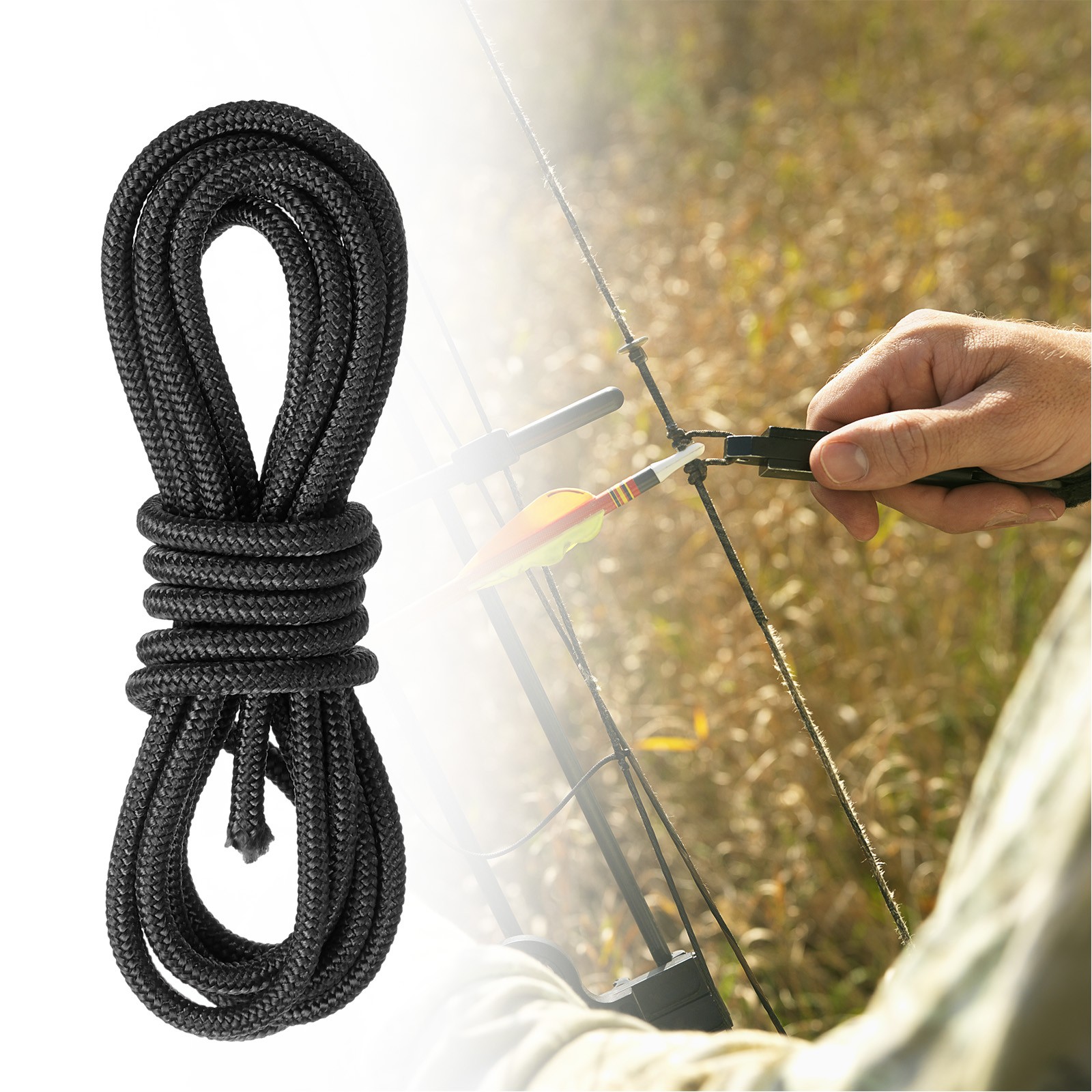 Archery D Loop Rope 3.3 FT Bow String Release Nock Wire Nocking Loop Black