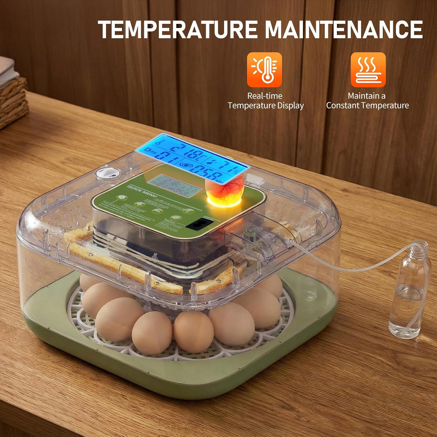 Incubators for Hatching Eggs, 12 Egg Incubator with Automatic Egg Turning, Tempe