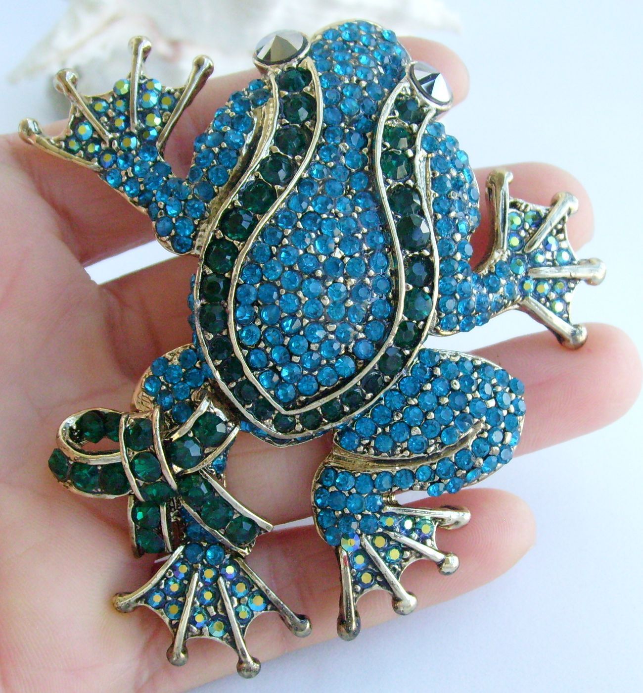 Unique Animal 3.54" Frog Brooch Pin Pendant Austrian Crystal BP05853