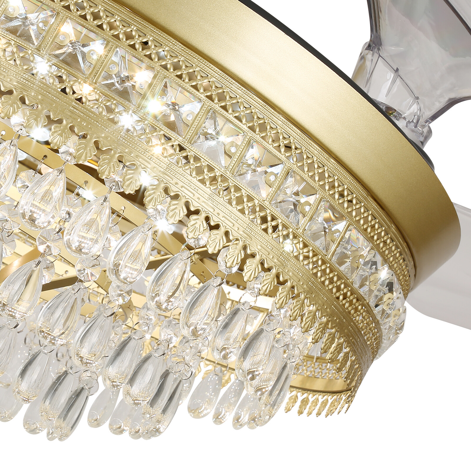 Modern Crystal Ceiling Fan Light with Remote Control and LED IlluminationUS