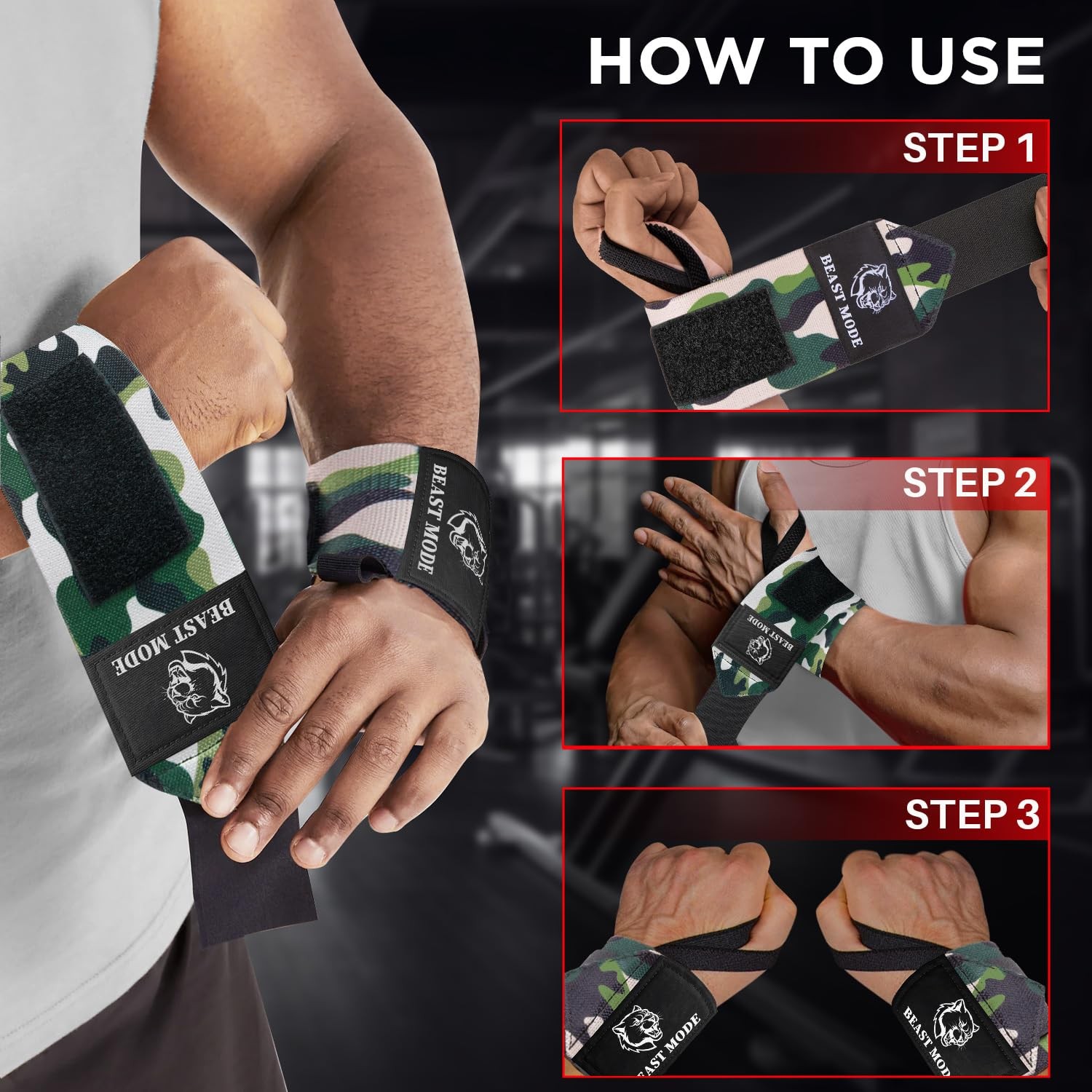 HeavyDuty Weightlifting Wrist Wraps with Thumb Loop for Powerlifting & Training