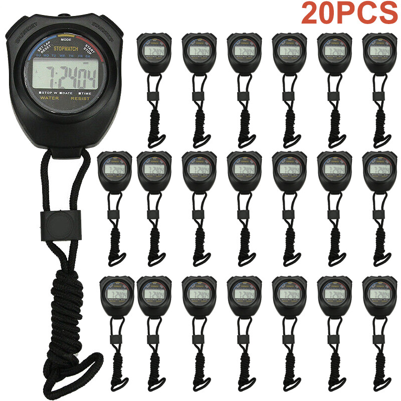 Stopwatch Digital LCD Waterproof Sports Counter Chronograph Timer Odometer Watch
