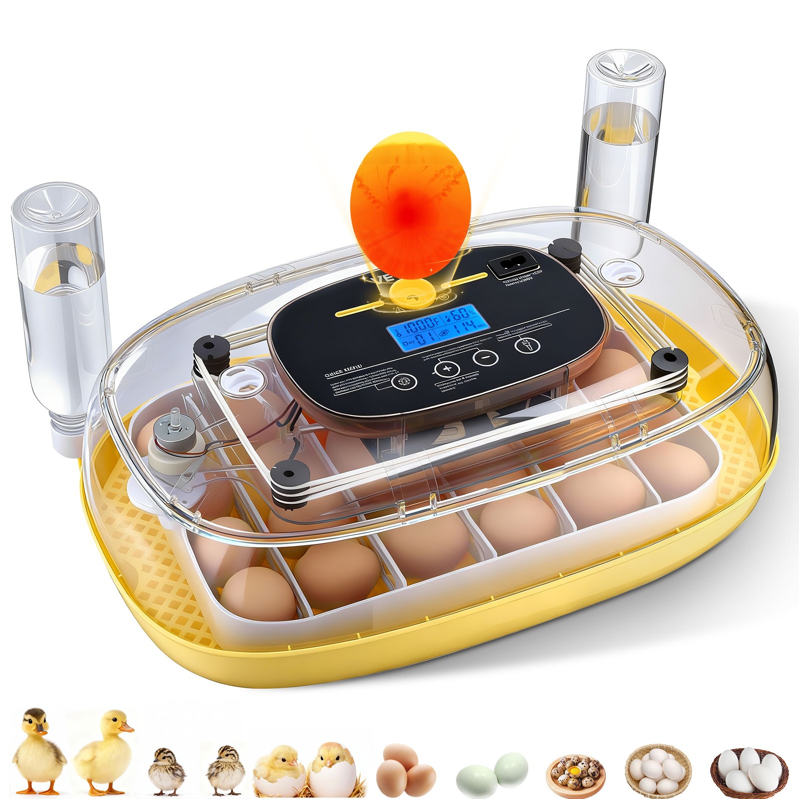 VEVOR 24 Egg Incubator Auto Turning Egg Candler Temp Control & Humidity Display