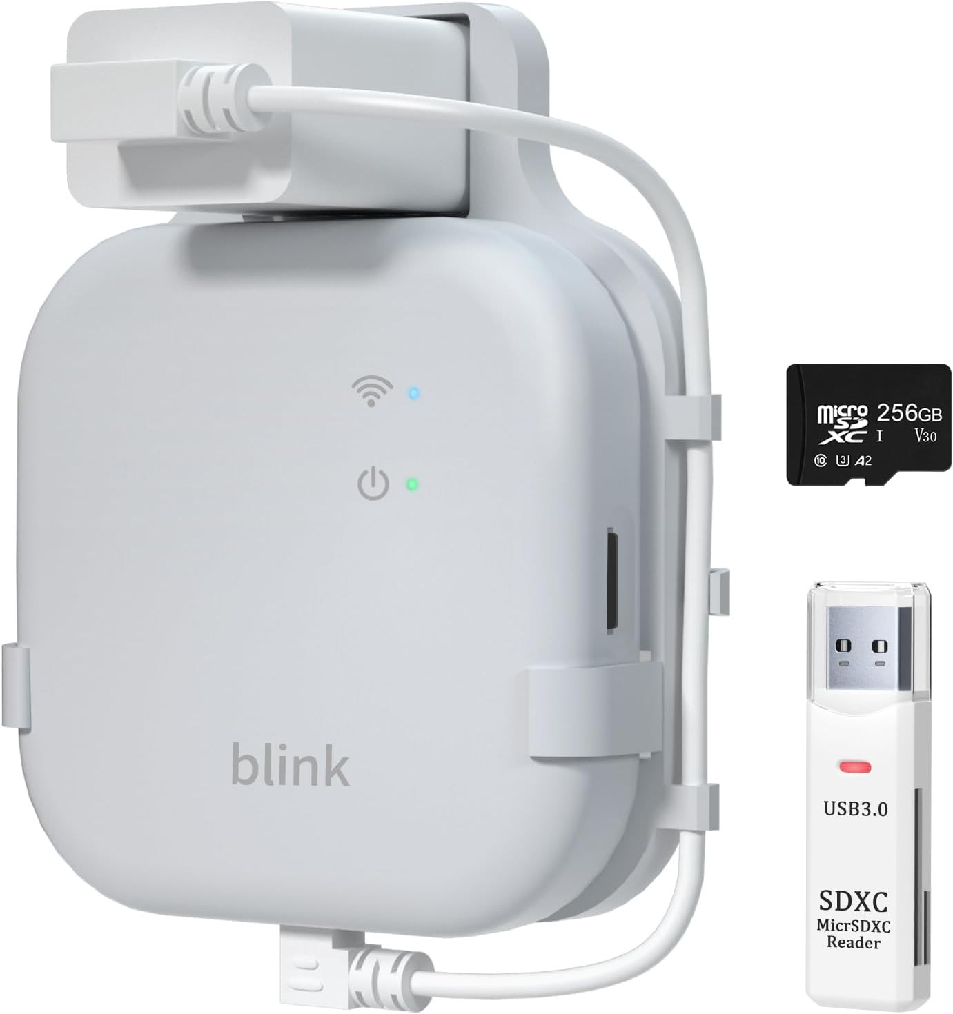 256GB Micro SD Card & Outlet Wall Mount for Blink Sync Module XR with Short Cabl