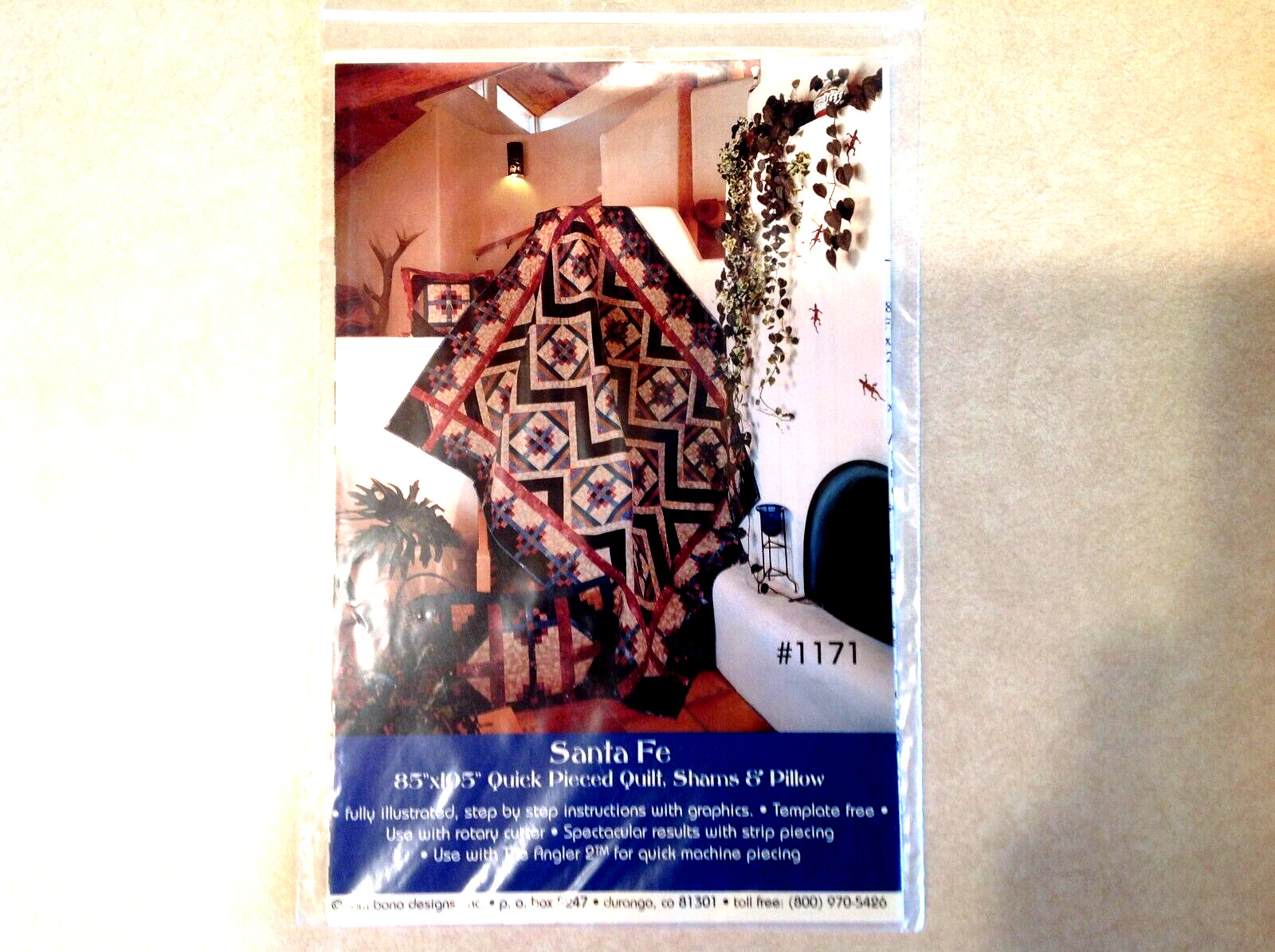 NOS Santa Fe Quick Pieced Quilt, Shams & Pillow Pattern by Pam Bono Designs