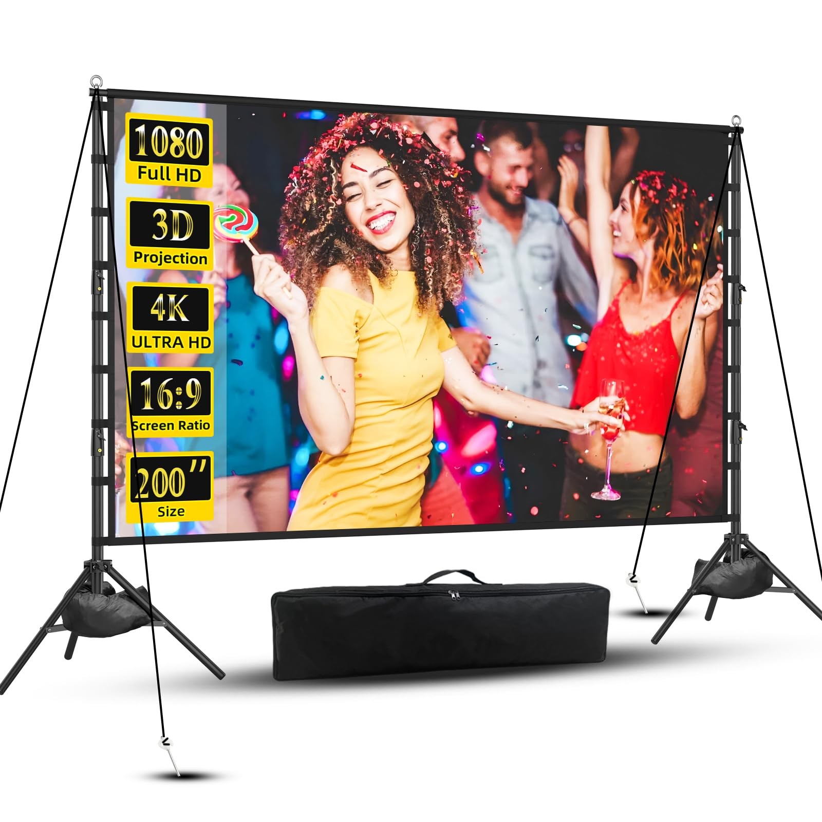 200 Inch Outdoor Projector Screen with Stand, 35mm Frame
