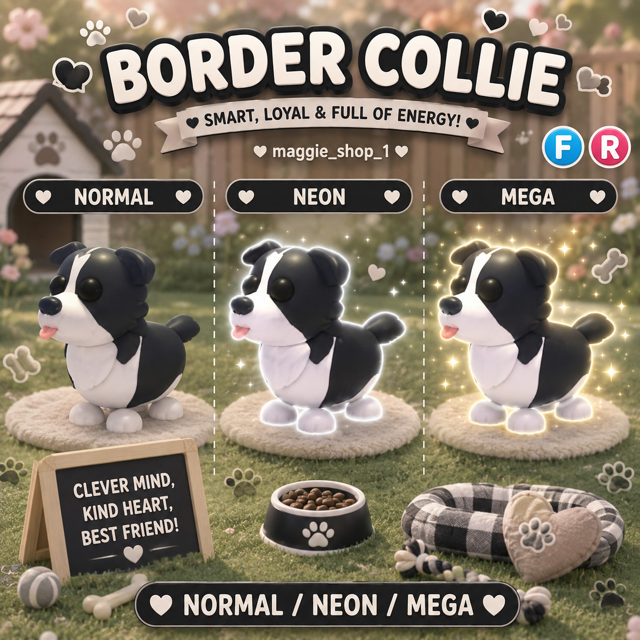 Border Collie FR Normal/Neon /Mega ✨ Adopt From Me Today ✨ Top Picks