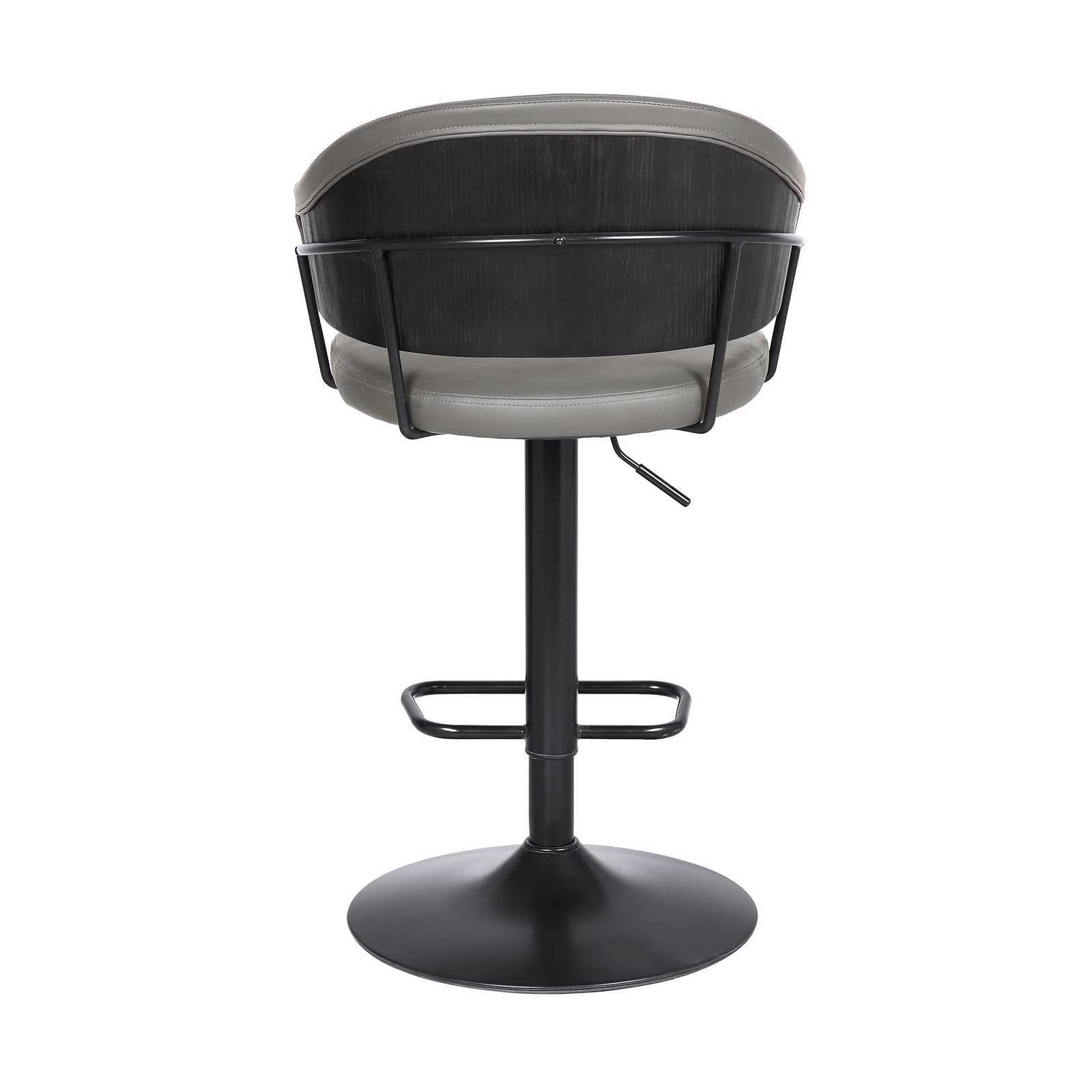25 Gray And Black Iron Swivel Adjustable Height Bar Chair