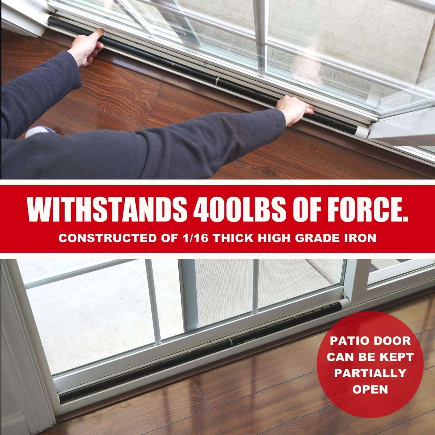 Two-in-One Iron Security Door Bar Pack Adjustable for Hinged and Sliding Doors