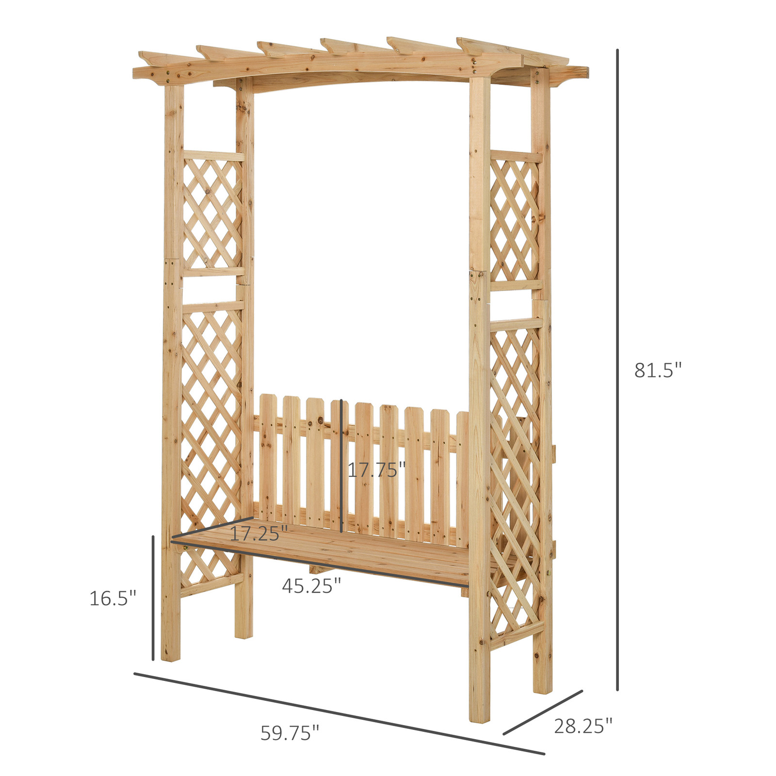 Outside Backyard Ergonomic Arch with 2 Person Ergonomic Bench & Strong Build
