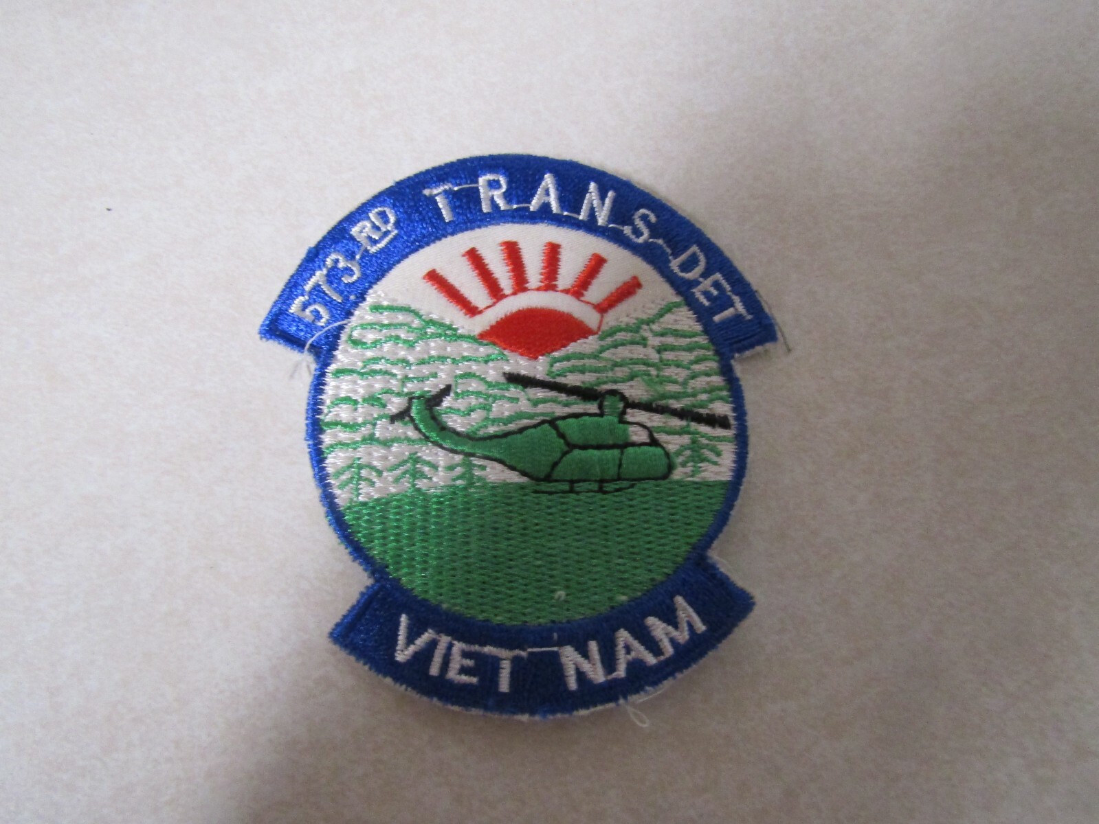 MILITARY PATCH VIETNAM ERA OLDER SEW ON 573RD TRANS DET VIET NAM