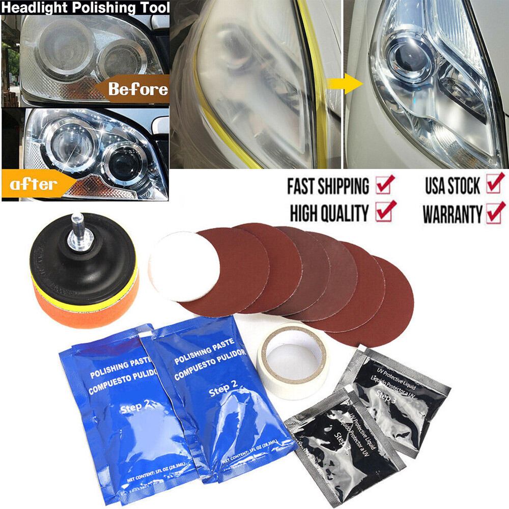 Pro Car Headlight Lens Restoration Repair Set Polish Cleaner Cleaning Tool Filhc