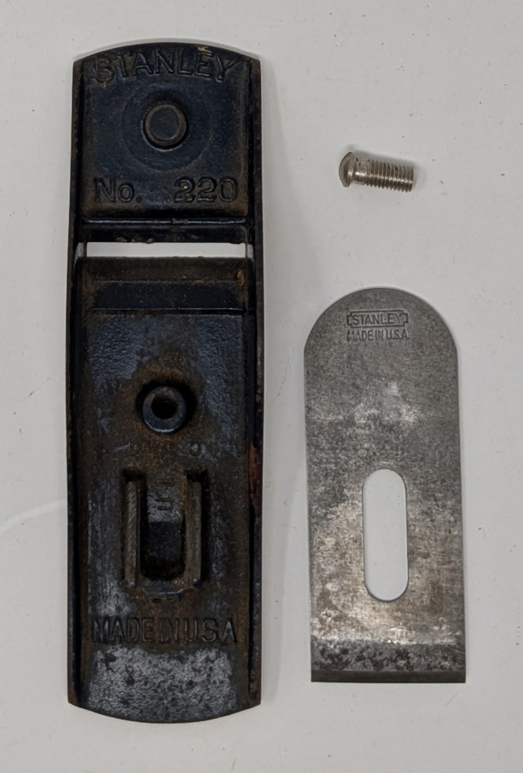 Original Stanley No 220 Block Plane Body Frame + Lever Cap Screw + Blade Vintage