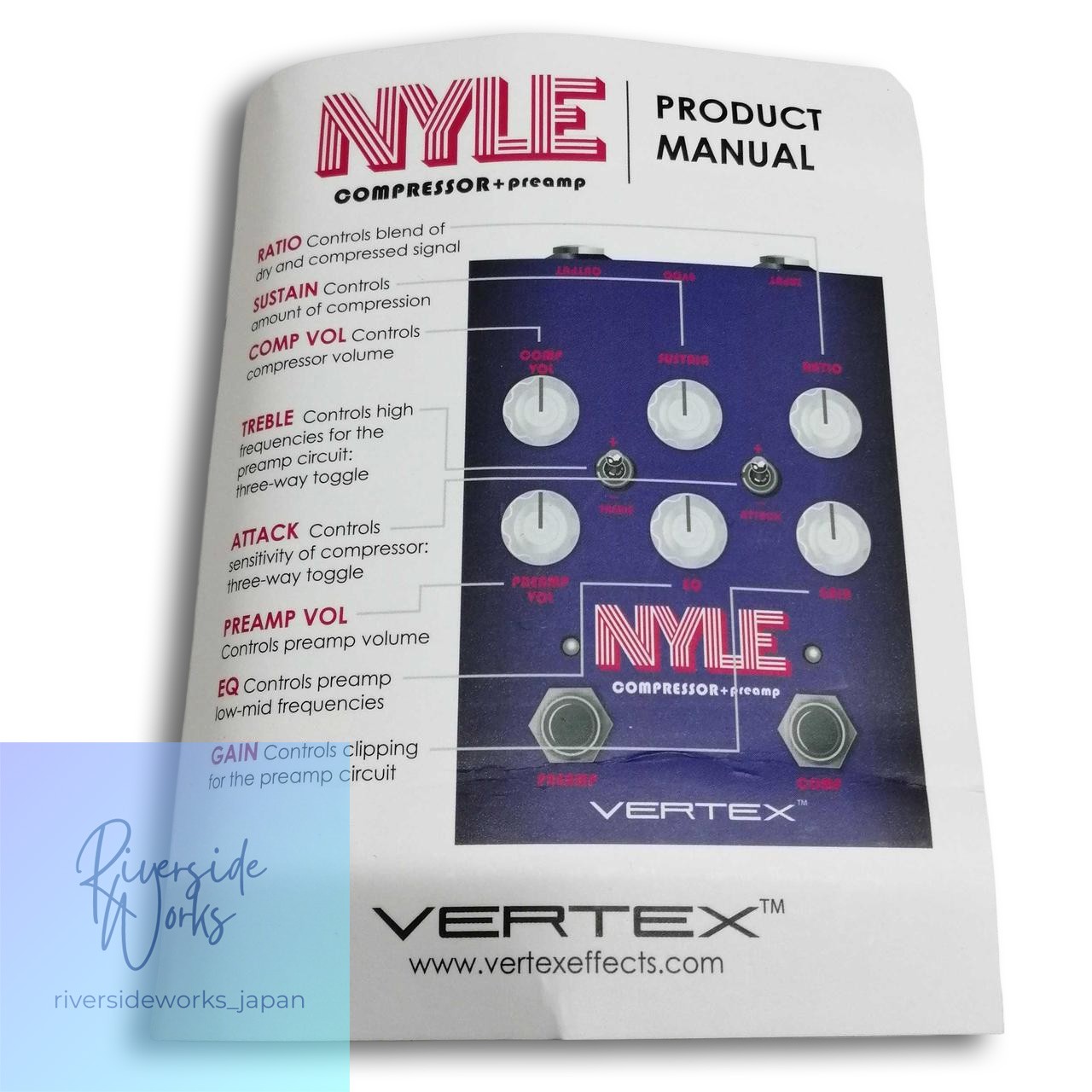 VERTEX Nyle Compressor + Preamp Effect Pedal for Guitar JP