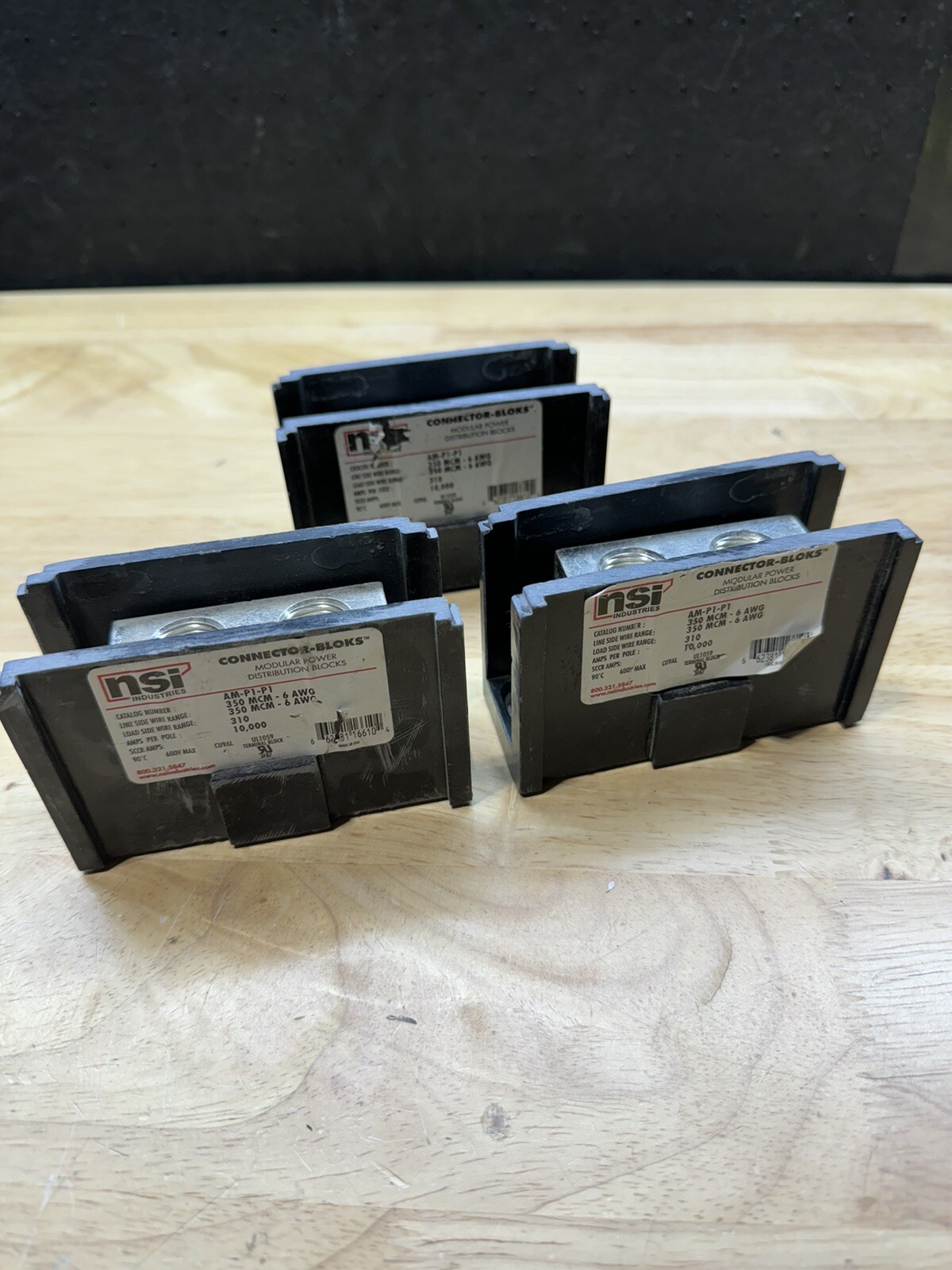 3 Pack - NSI AM-P1-P1 Connector Block 350 MCM 6 AWG New Surplus No Box