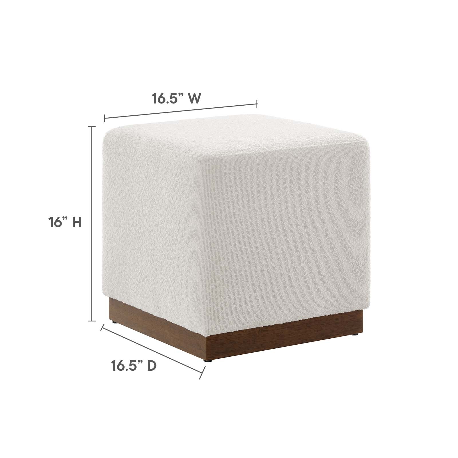 Modway Tilden 17" Square Boucle Upholstered Ottoman in Cloud Walnut