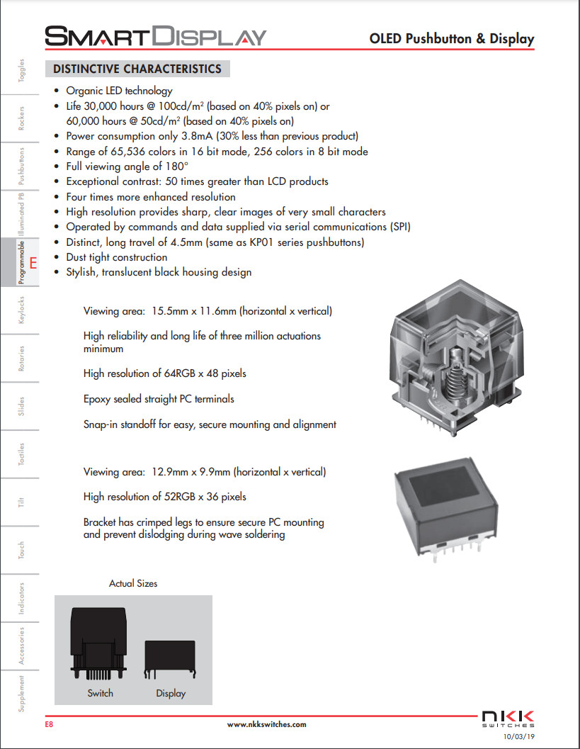 NKK Switch ISC15ANP4 OLED Push Button