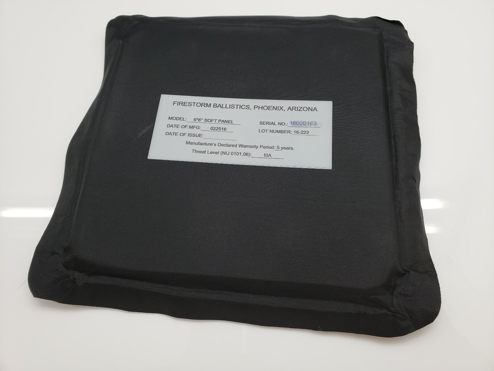 FIRESTORM 6X8 LEVEL 3A SOFT BALLISTIC PLATE INSERT PAIR