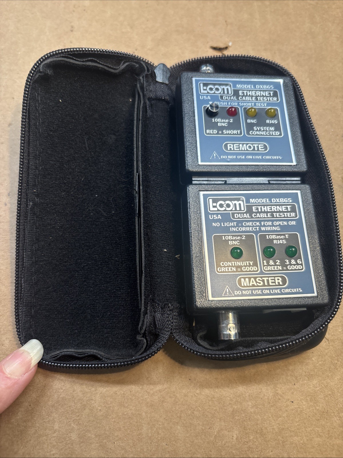 Rare Vintage L-COM Model DXB65 Coax Ethernet Dual Cable Tester
