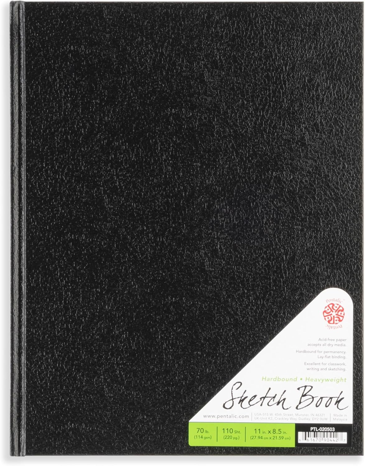 - 11"X 14" Hardbound Sketchbook, 110 Sheets, Black