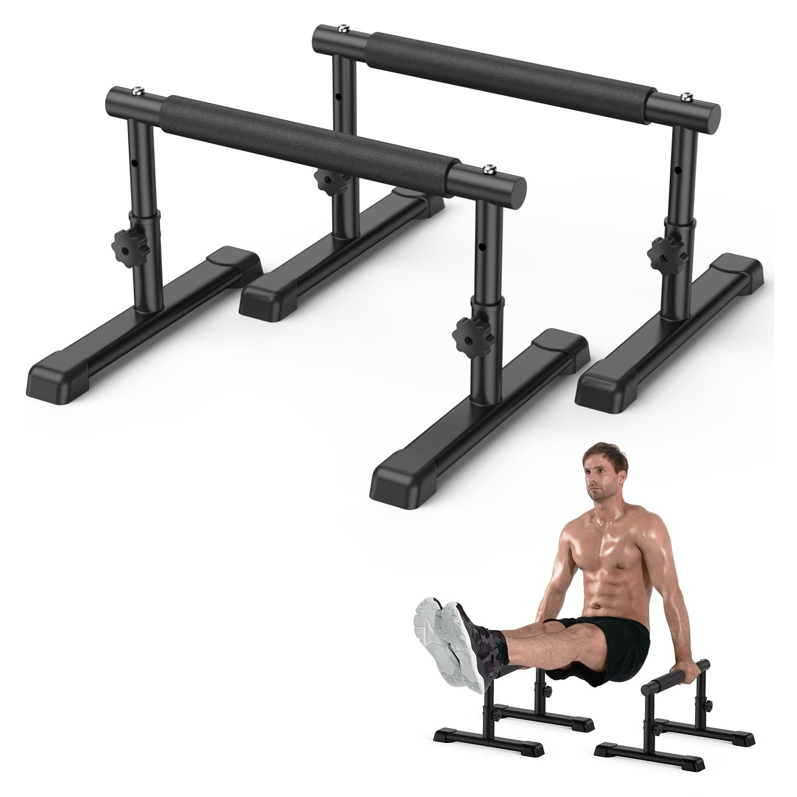 Parallettes Bars, Adjustable Push Up Bar For For L-sit Dip Calisthenics A