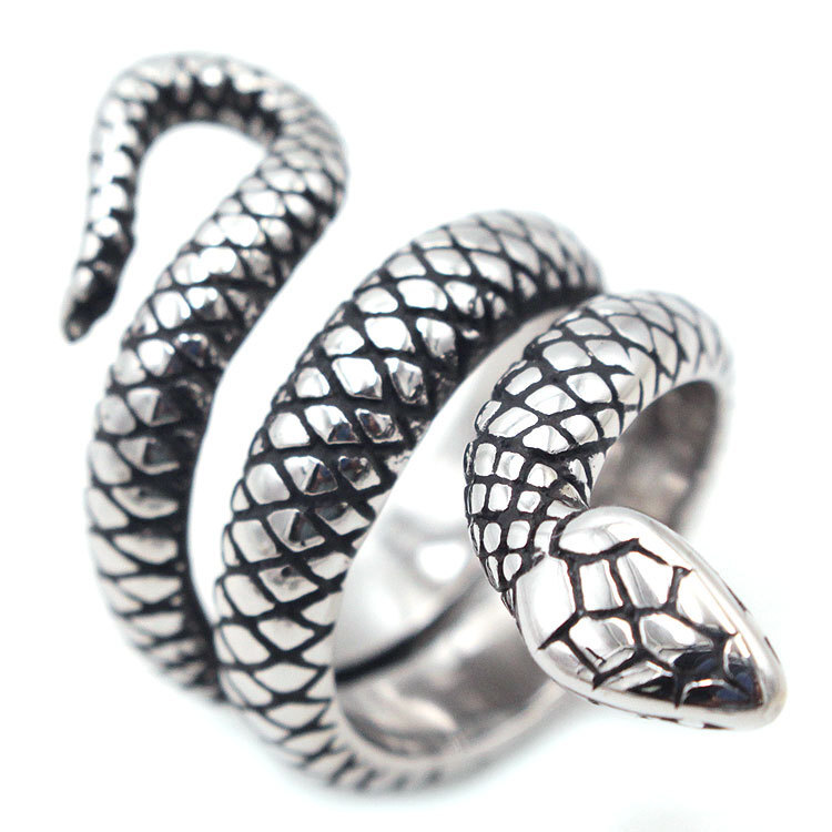 Vintage Snake Serpent Finger Ring Stainless Steel Gothic Snake Punk Rock Ring