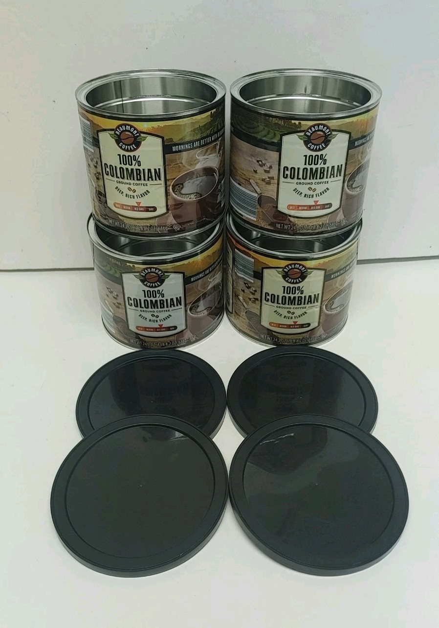 Empty Coffee Cans Metal Containers with Plastic Lids Arts Crafts Storage Lot 4