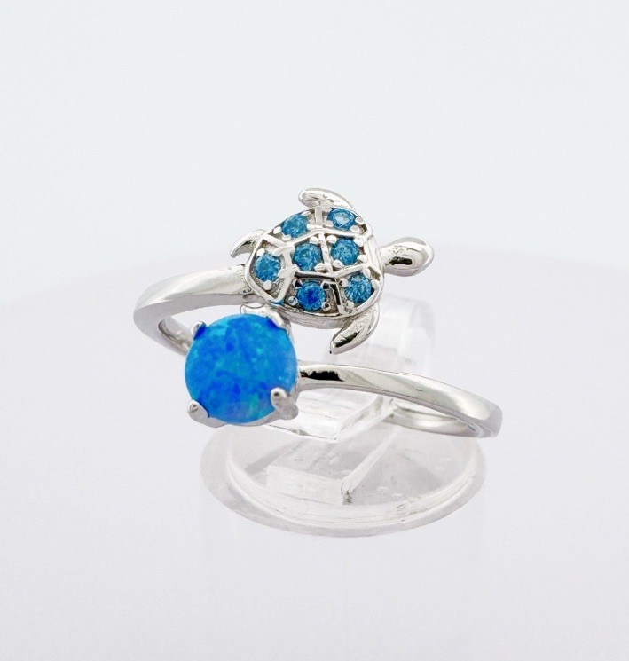 Opal Sea Turtle Ring Adjustable One Size Sealife Genuine 925 Sterling Silver 💖