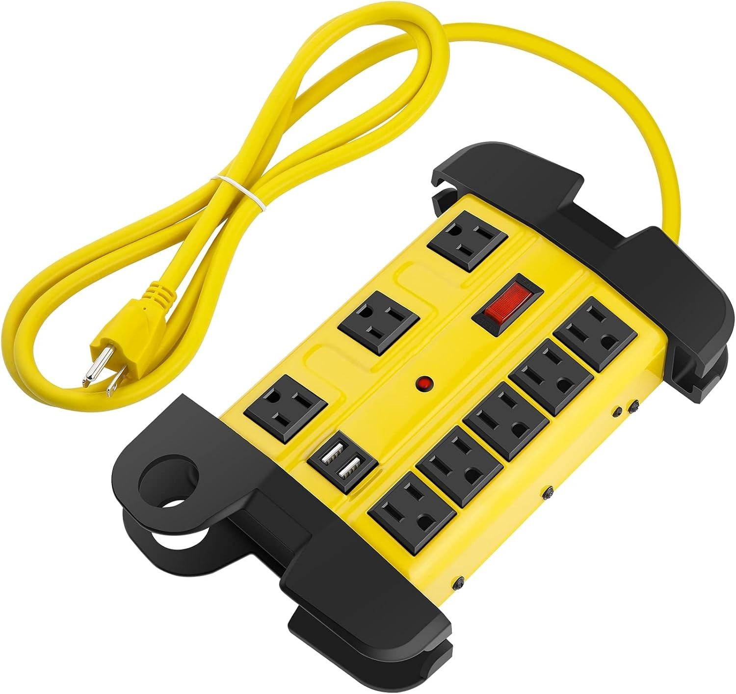 Heavy Duty 12FT Power Strip with 8 Outlets & USB, Ideal Workshop Surge Protector
