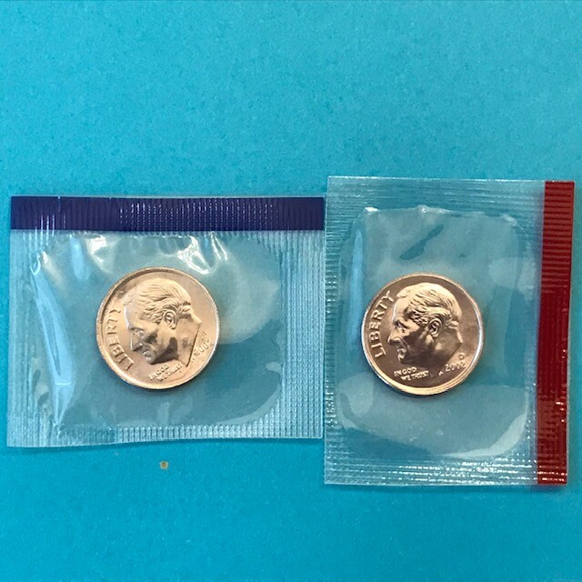 2002 P&D  Roosevelt Dime  Mint Cello Unc   FREE SHIP