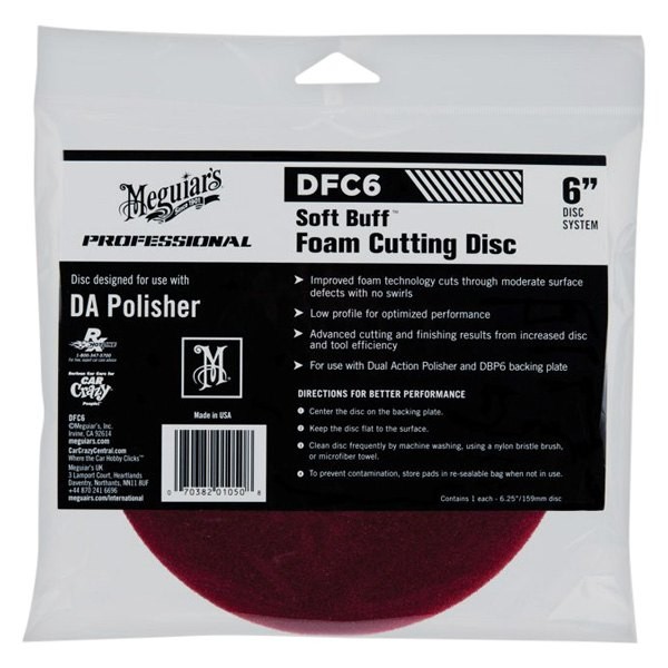 Meguiars Soft Buff 6" Foam Dual Action Hook-and-Loop Cutting Pad