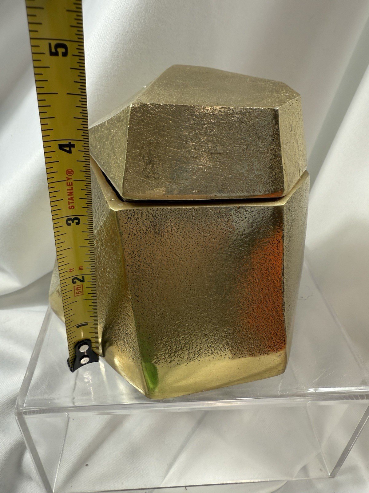 Geometric Lidded Box Gold Tone