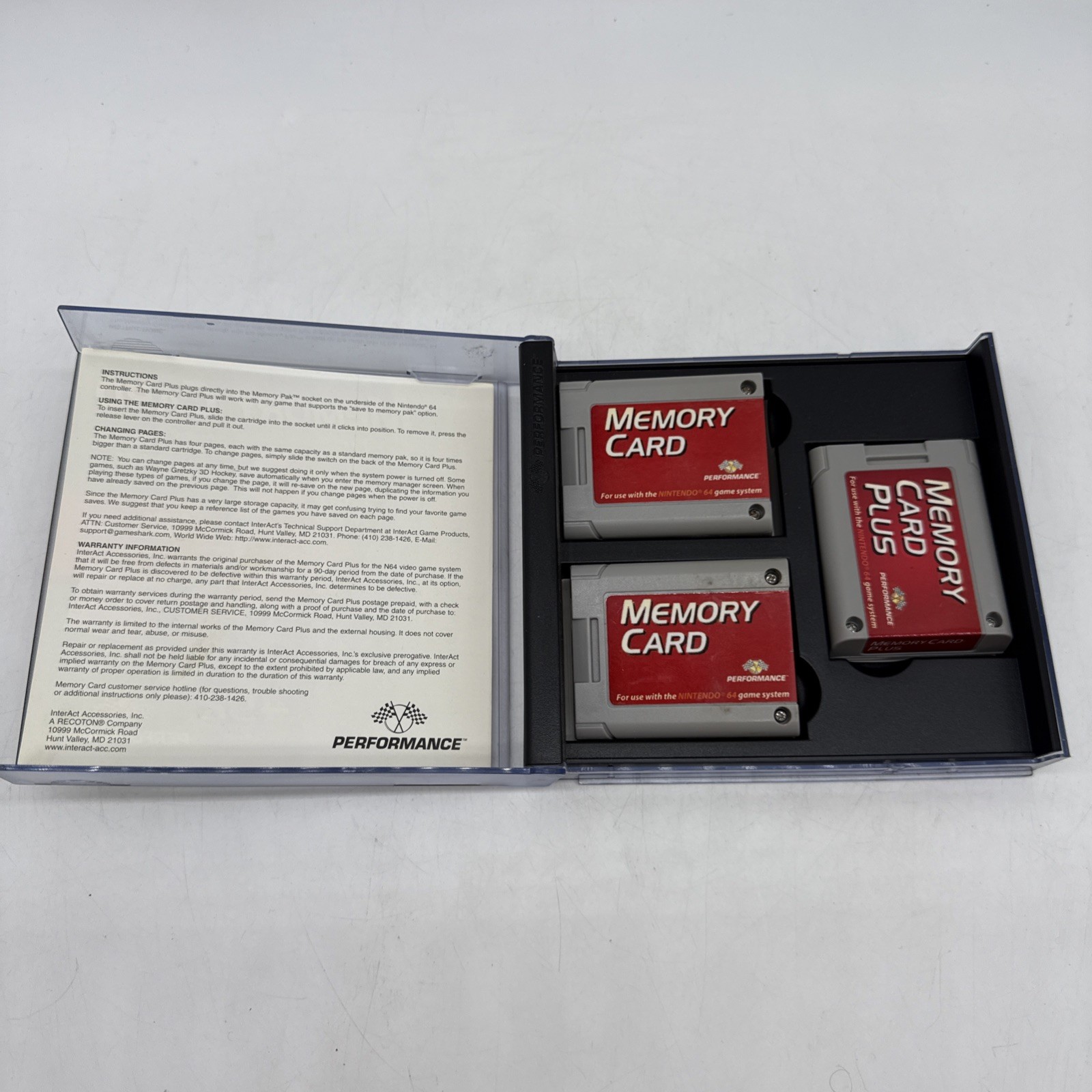 N64 Memory Card Plus & Memory Cards (3 Total) w/ Case