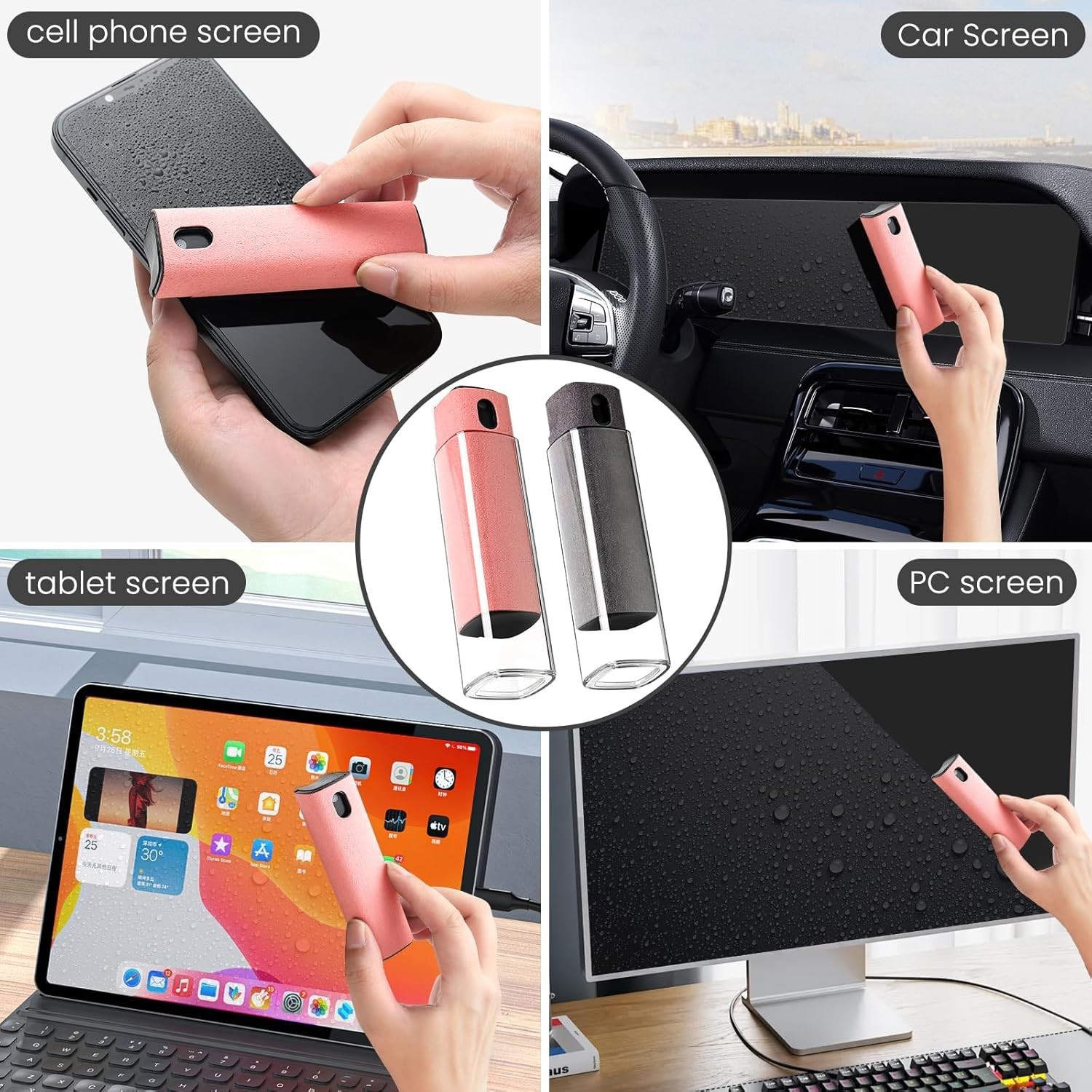 Screen Cleaner Kit 2 Pack Touchscreen Spray Microfiber Cloth Phone Tablet Laptop