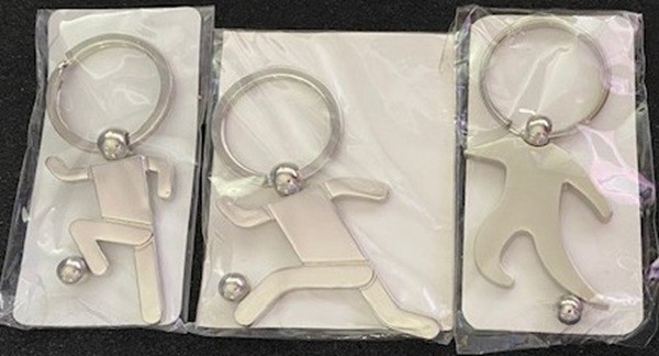 Silver Soccer Keyring Player 2 in - Choice of one s  A, B, C left to right