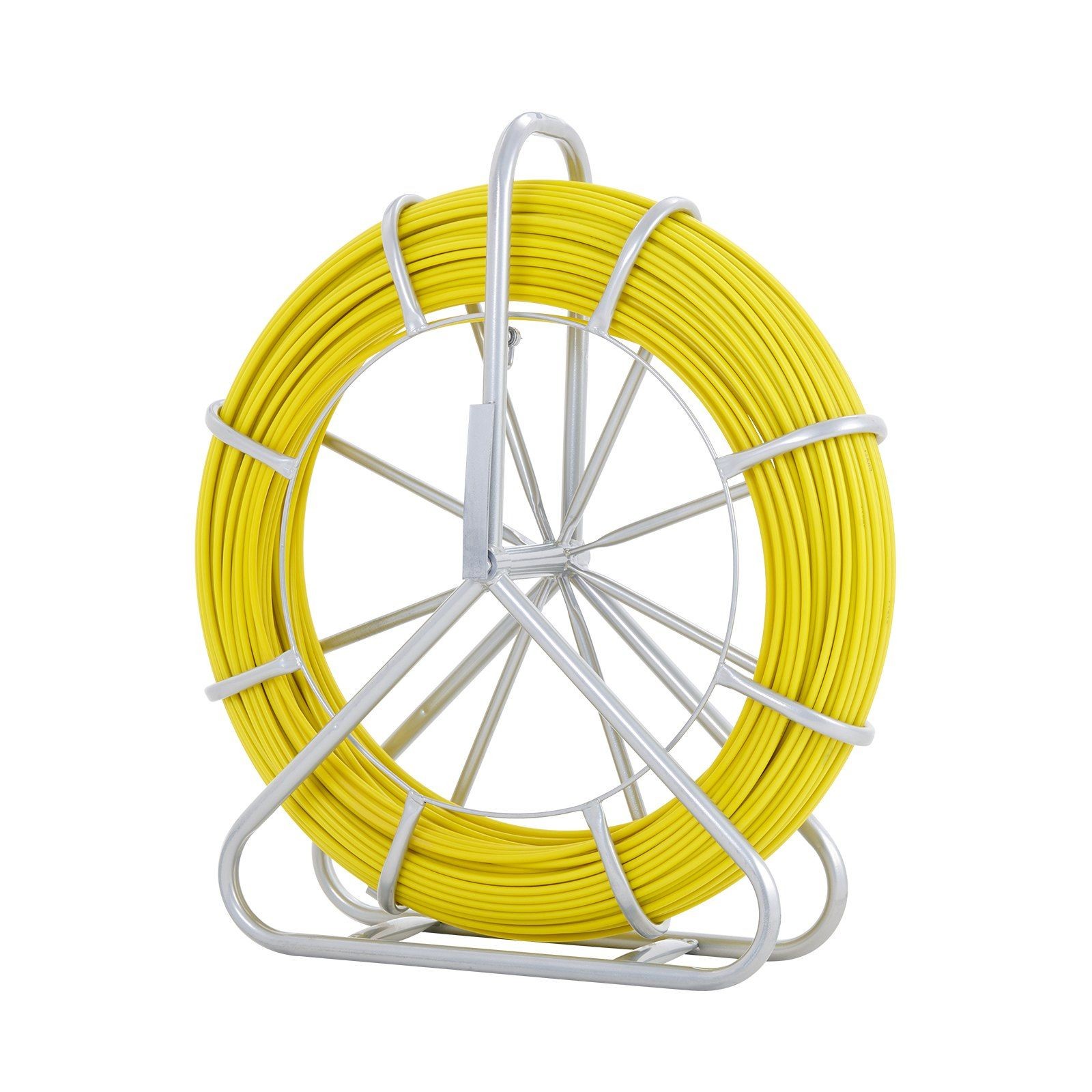 600ft 5/16in Fiberglass Cable Running Rod w/ Steel Frame & 3 Replaceable Heads