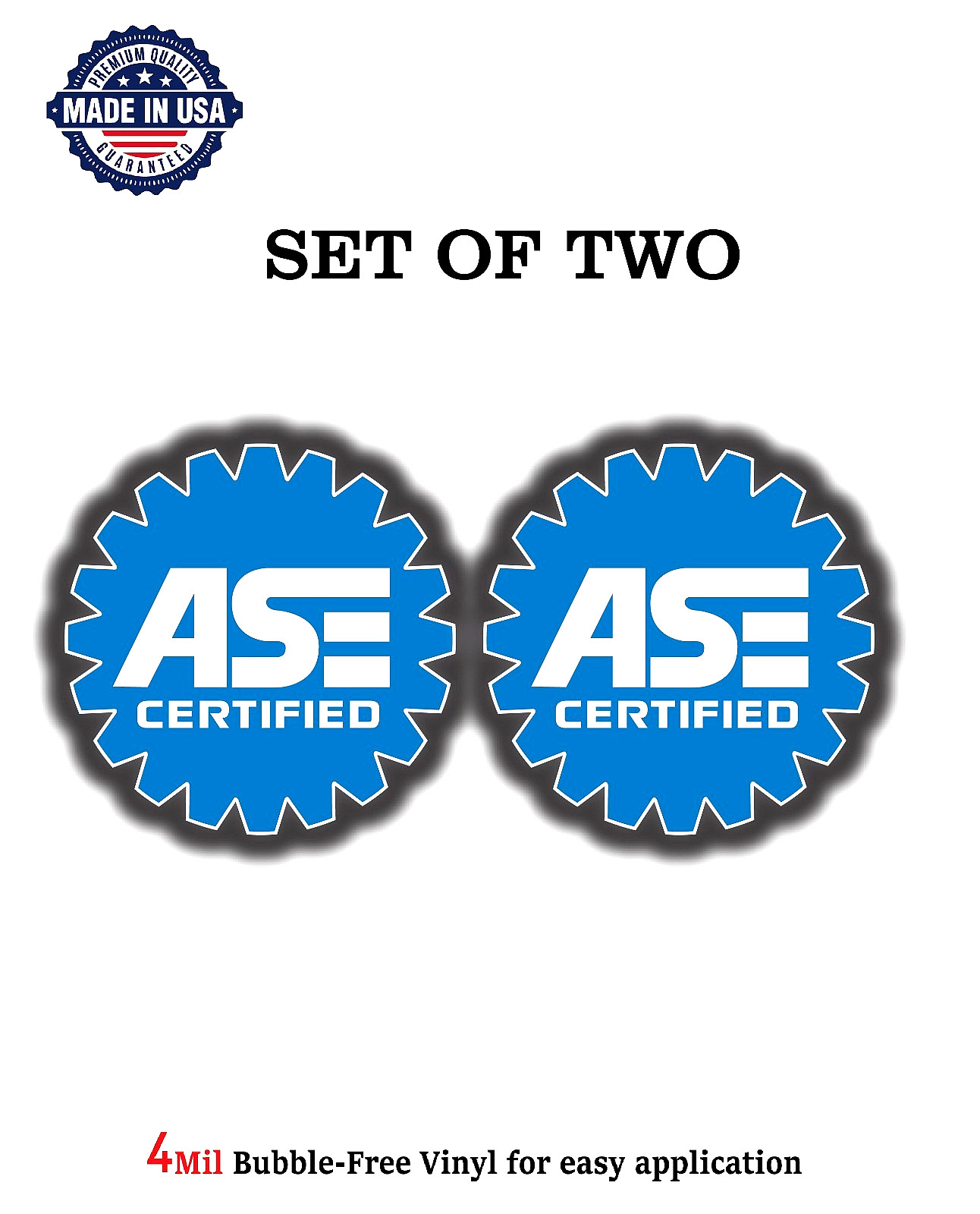 ASE CERTIFIED MECHANIC VINYL DECAL STICKER CAR BUMPER 4MIL BUBBLE FREE US MADE
