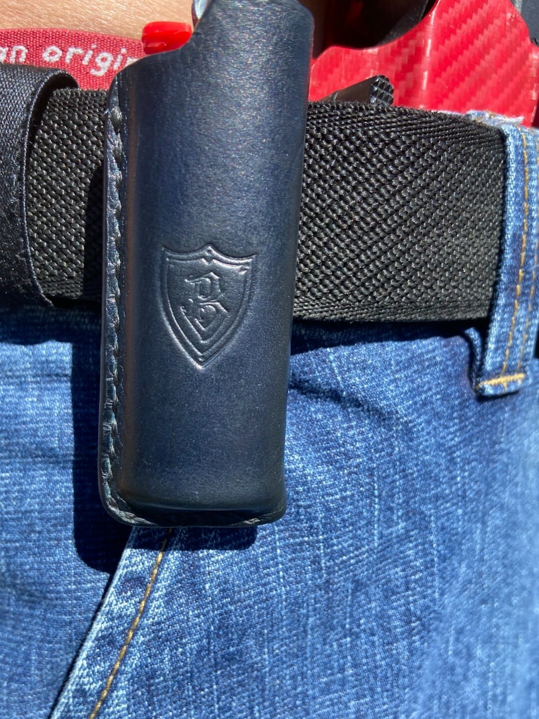 Black Leather BIC Lighter Case with Black Metal Belt Clip