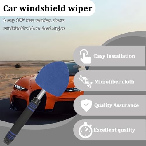 HZEL Car Windshield Cleaner Tool with Extendable Handle, Vehicle Triangle Blue