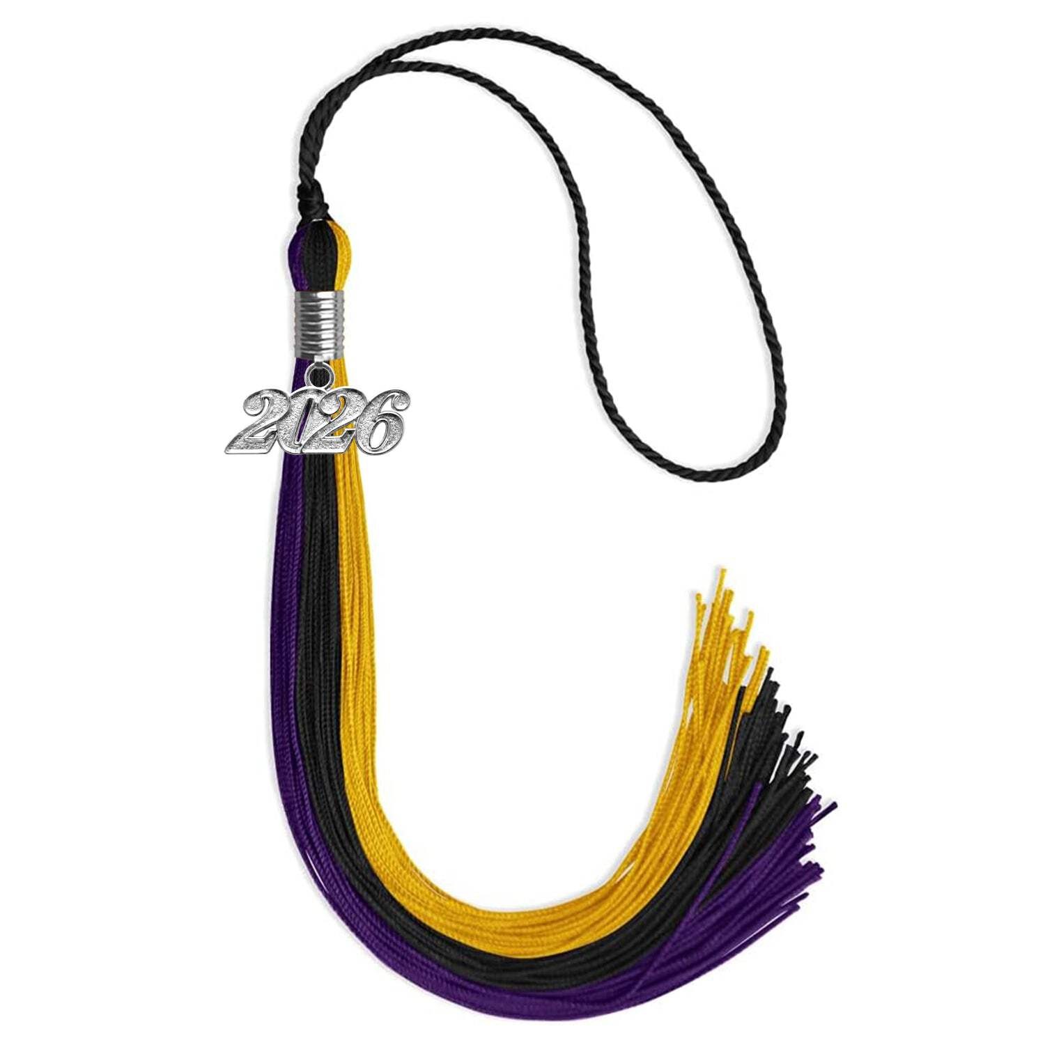 Endea Graduation Black/Purple/Gold Tassel With Silver Date Drop