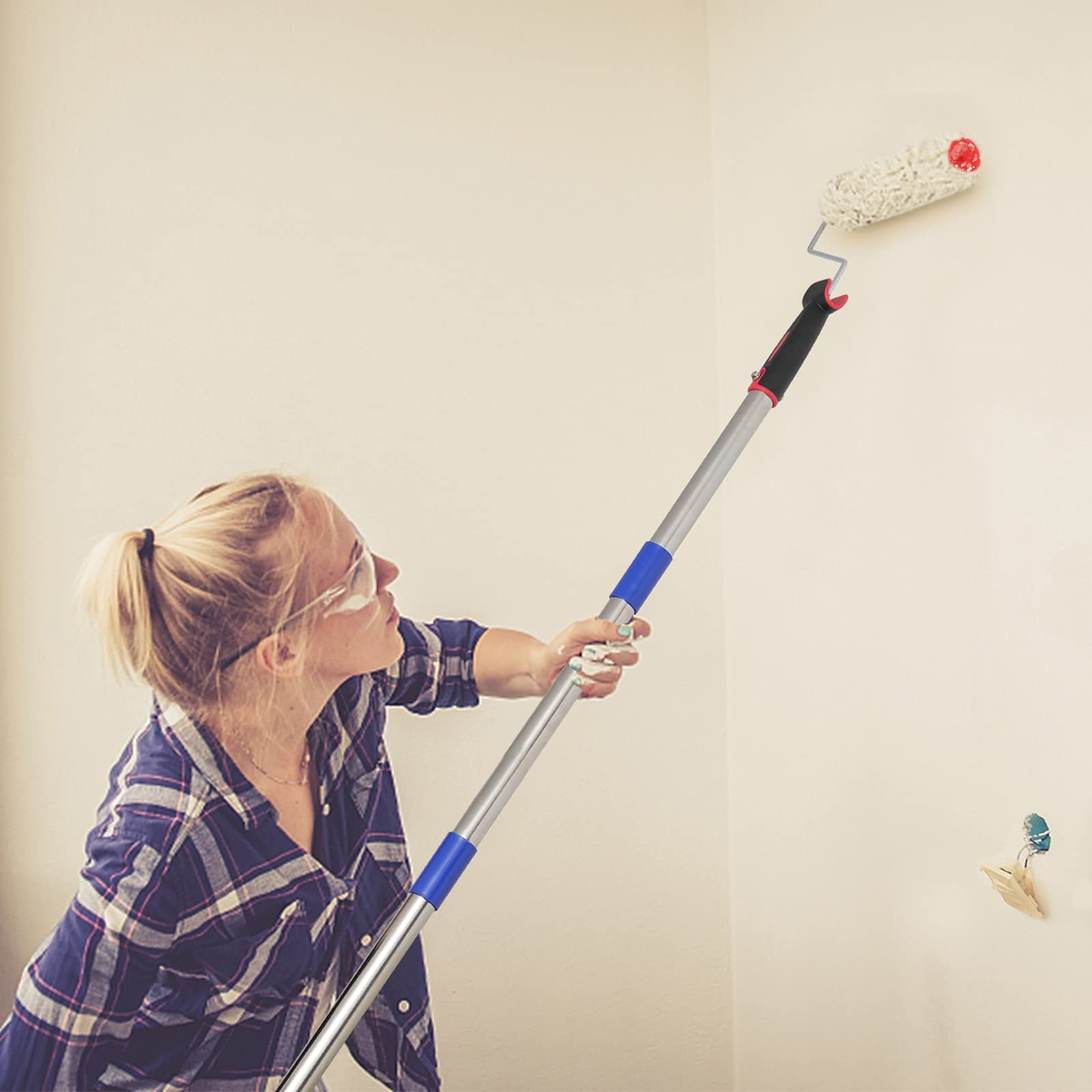 FLY HAWK Paint Roller,4 FT Brush kit Multi-Function 4 Feet, White