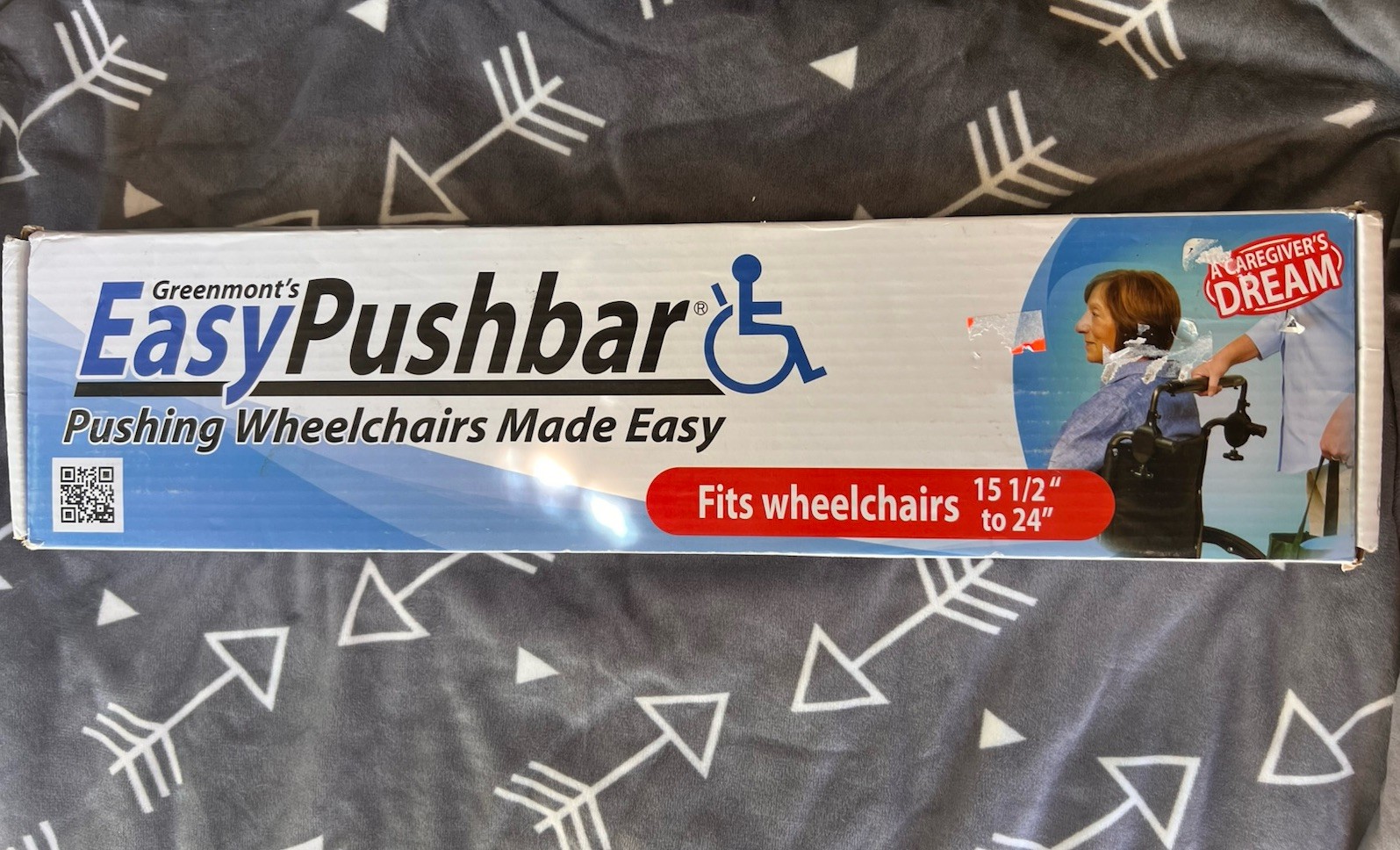 EasyPushbar EasyOn EasyOff Wheelchair Push Bar Gun Metal L Bars Gray Caregiver
