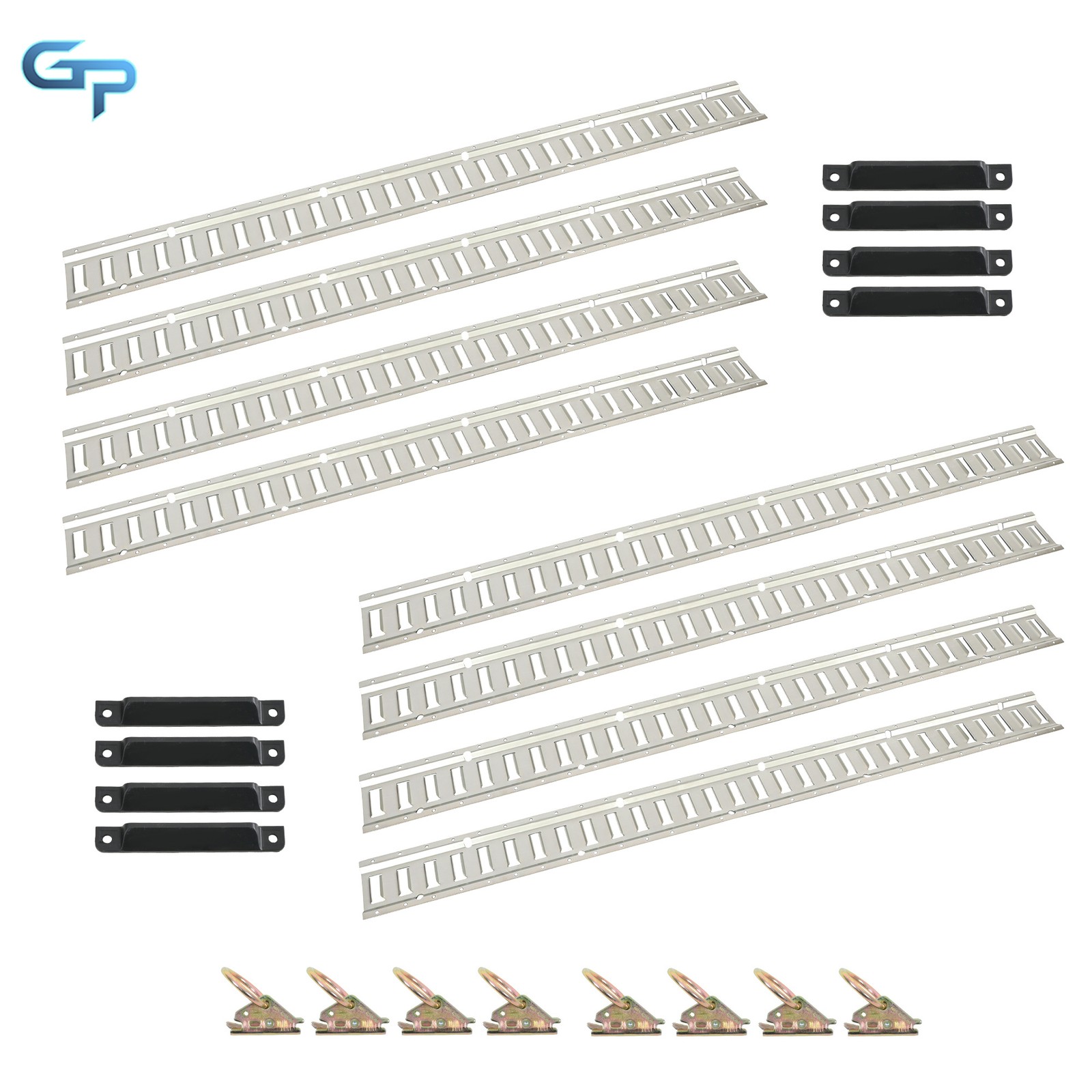 E Track Rail Tie-Down Kit Set Etrack Kit 5' Rails with End Caps O Ring Anchor