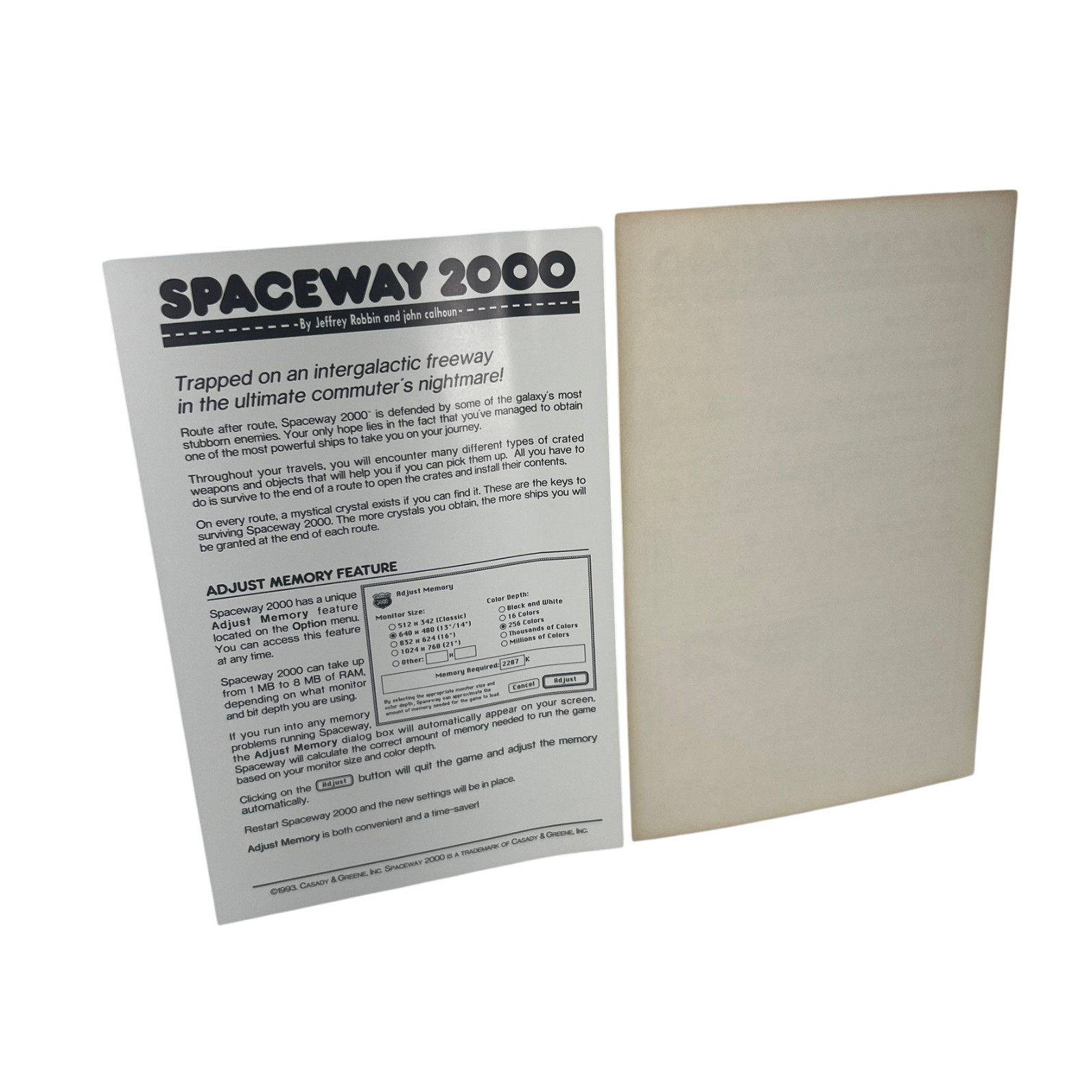 Rare Vintage Spaceway 2000 Casady Greene Navigation Install Inserts Only No Game