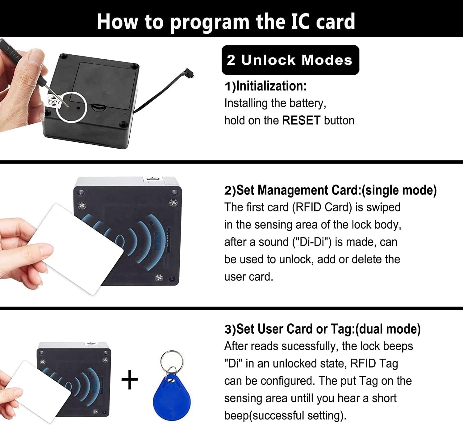 Electronic Cabinet Lock, Smart NFC RFID Locks, Hidden DIY Cabinet Lock with Slid